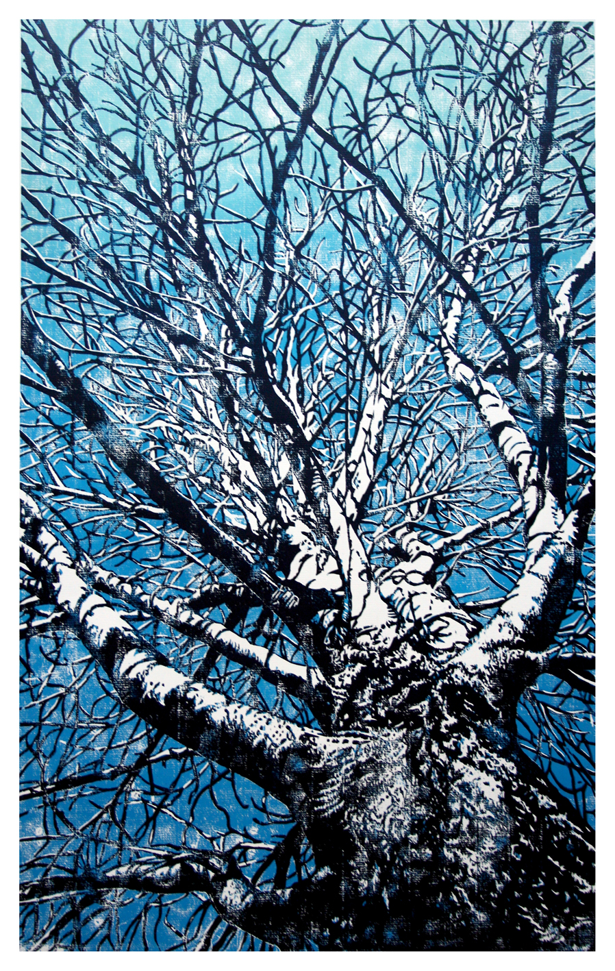 Sternenbaum 70 x 100 cm Farbholzschnitt